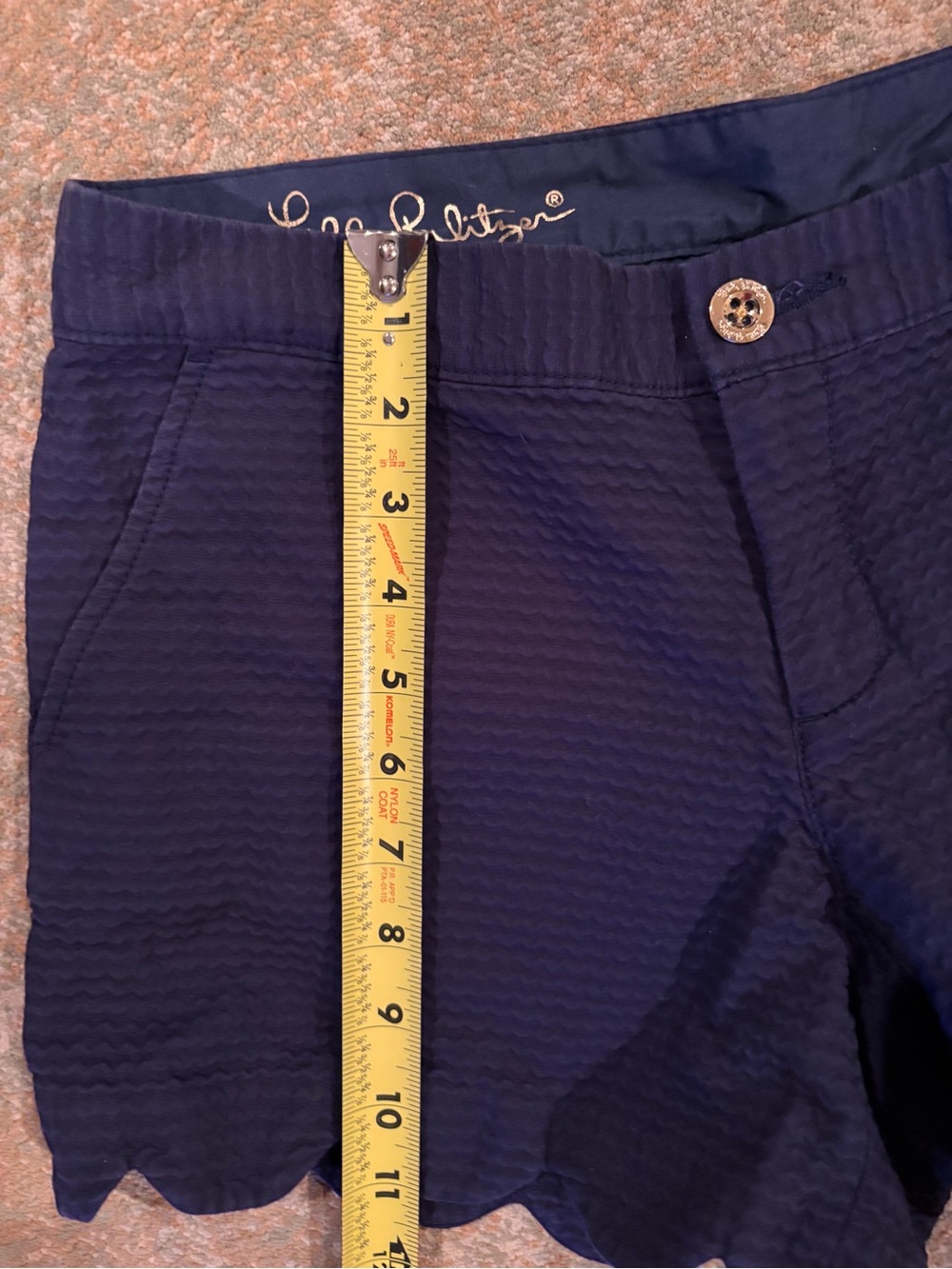 Lilly Pulitzer Buttercup Shorts Scalloped Hem Navy Size 4 - Picture 8 of 9